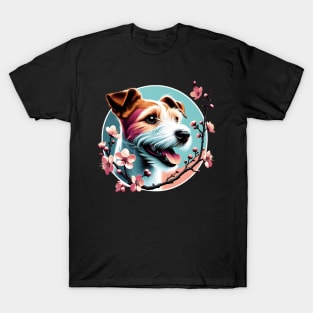 Parson Russell Terrier's Springtime Cherry Blossom Joy T-Shirt